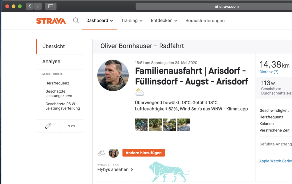 Wetterdaten in Strava